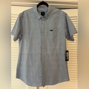 RVCA NWT Men's Blue Button Down Shirt Large